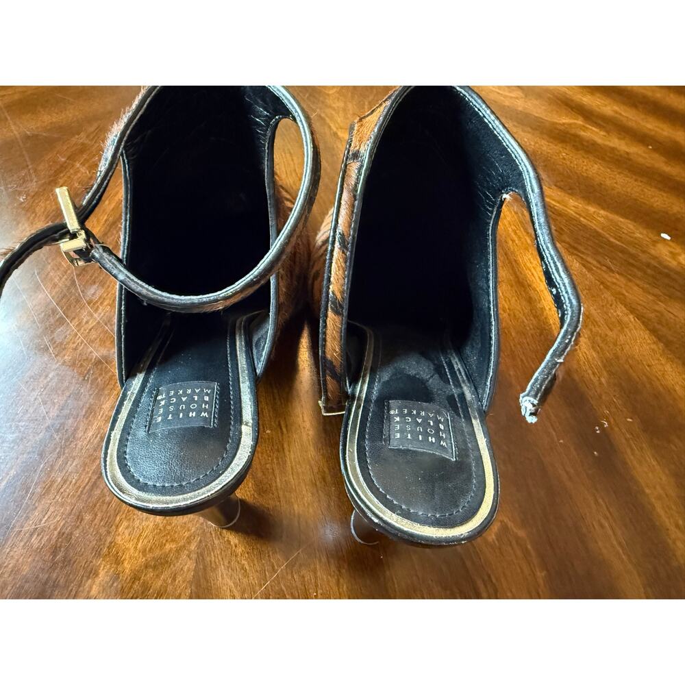 White House Black Market Slingback Heels Womens Size 9M Tiger Print Calf Hair - Picture 4 of 14